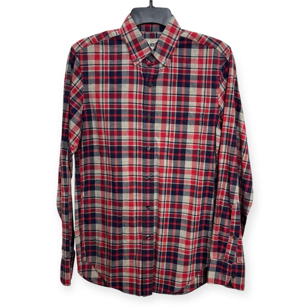 J. Crew Red and Navy Plaid Button-Down Shirt